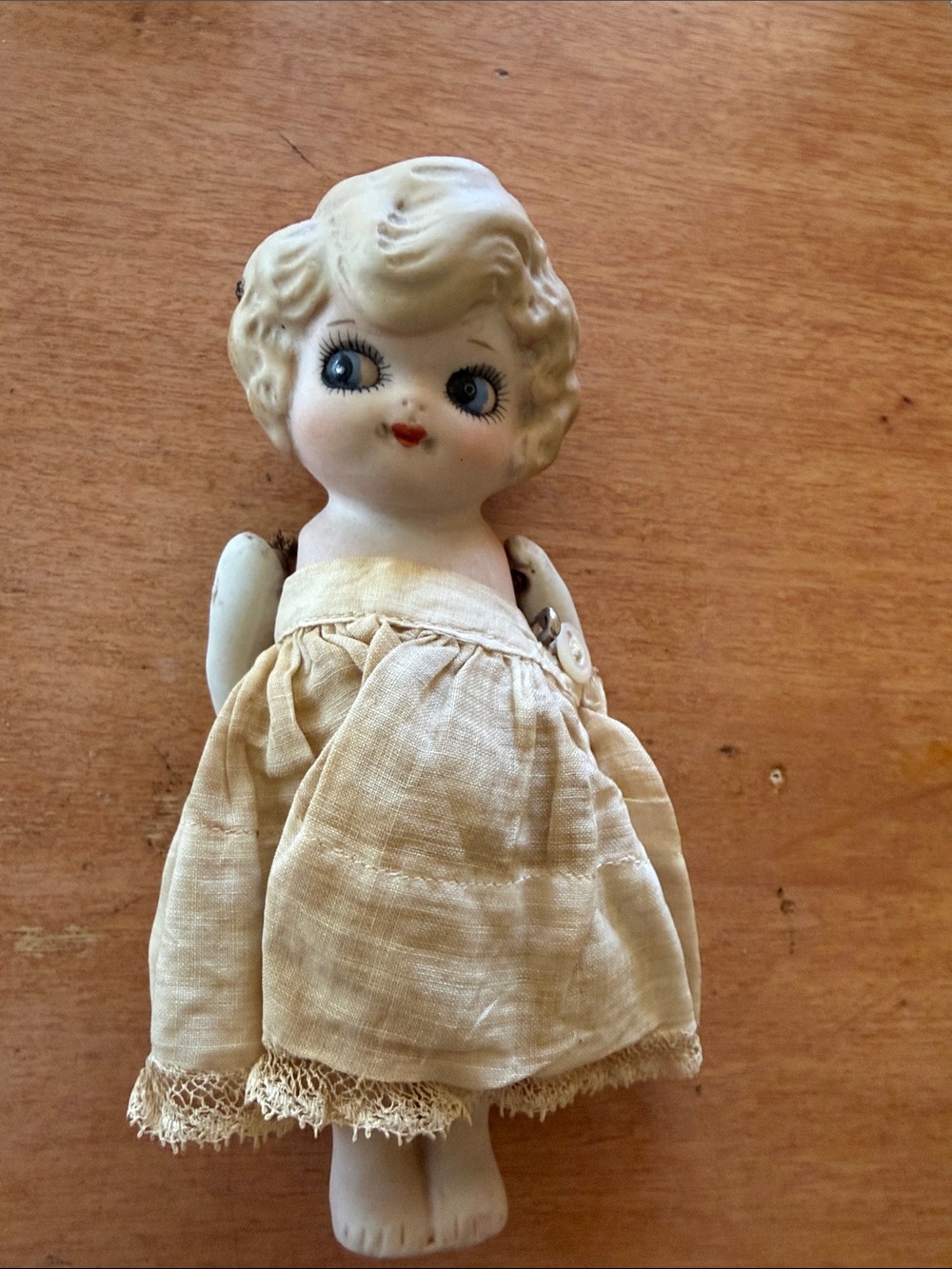 Vintage Porcelain Doll Figurine in Cream Dress